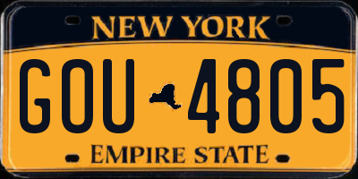 NY license plate GOU4805