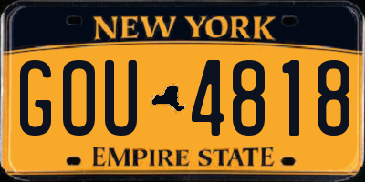 NY license plate GOU4818