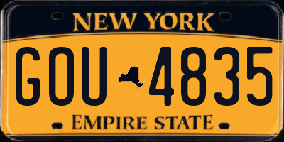 NY license plate GOU4835