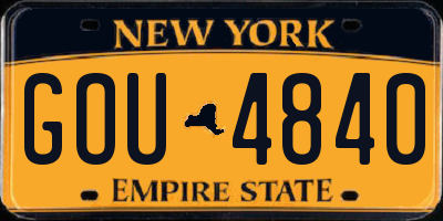 NY license plate GOU4840