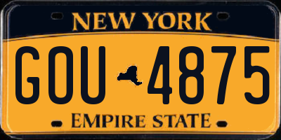 NY license plate GOU4875