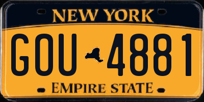 NY license plate GOU4881
