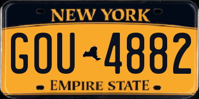 NY license plate GOU4882