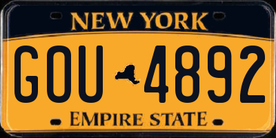NY license plate GOU4892