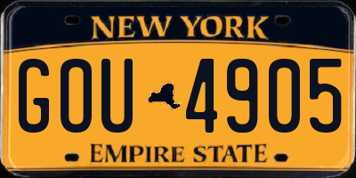 NY license plate GOU4905