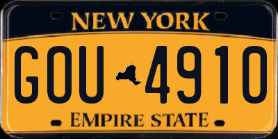 NY license plate GOU4910