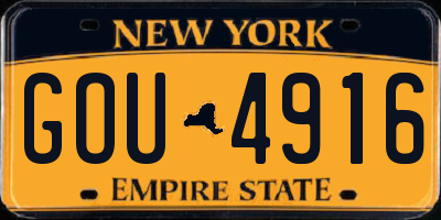 NY license plate GOU4916