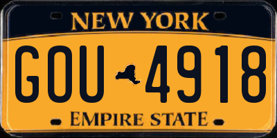 NY license plate GOU4918