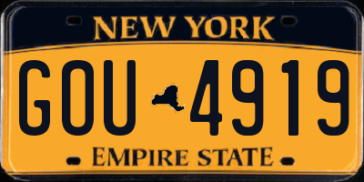 NY license plate GOU4919