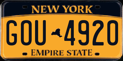 NY license plate GOU4920