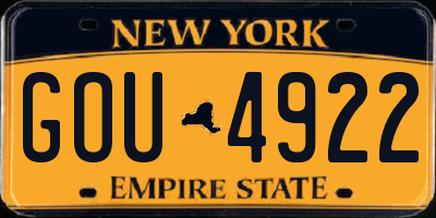 NY license plate GOU4922