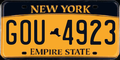 NY license plate GOU4923