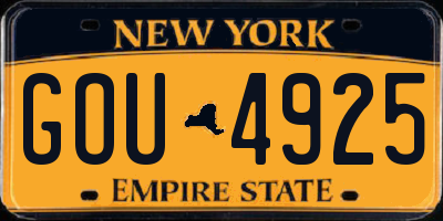 NY license plate GOU4925