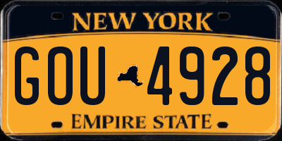 NY license plate GOU4928