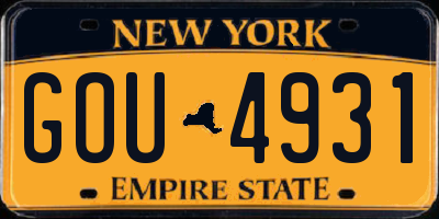 NY license plate GOU4931