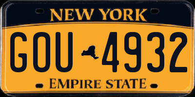 NY license plate GOU4932