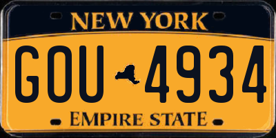 NY license plate GOU4934