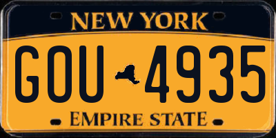 NY license plate GOU4935