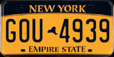 NY license plate GOU4939