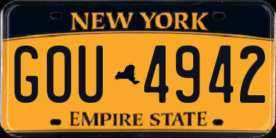 NY license plate GOU4942