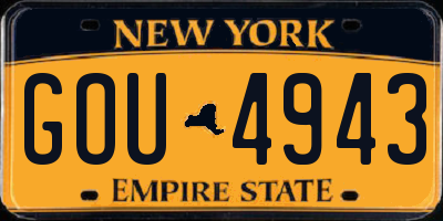 NY license plate GOU4943