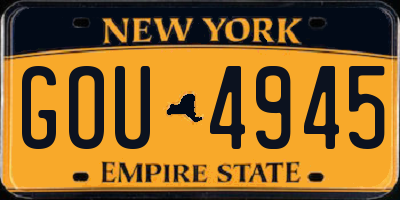 NY license plate GOU4945