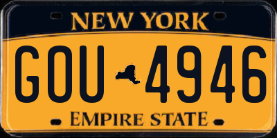 NY license plate GOU4946