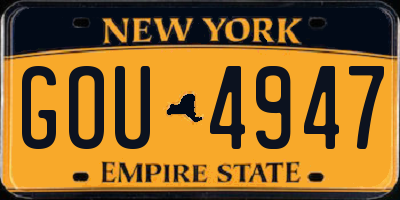 NY license plate GOU4947