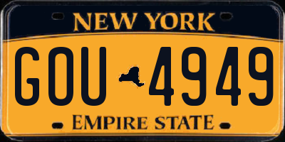 NY license plate GOU4949