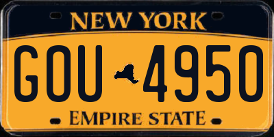 NY license plate GOU4950