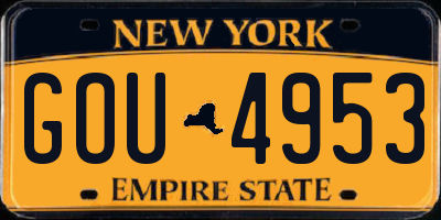 NY license plate GOU4953