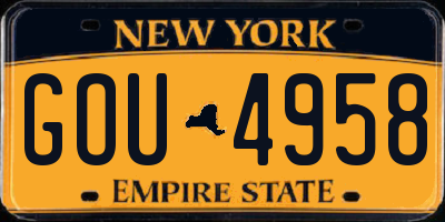 NY license plate GOU4958