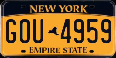 NY license plate GOU4959
