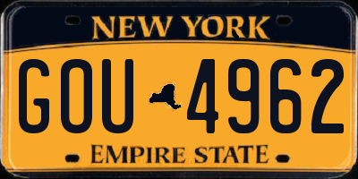 NY license plate GOU4962