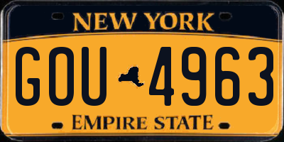 NY license plate GOU4963