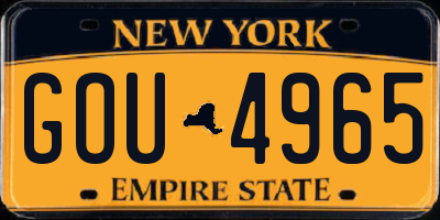 NY license plate GOU4965