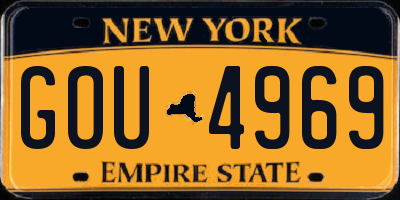 NY license plate GOU4969