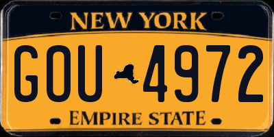 NY license plate GOU4972