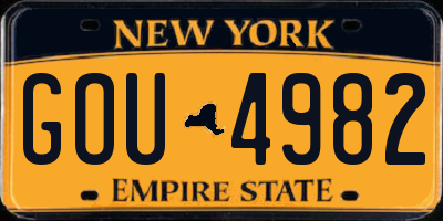 NY license plate GOU4982