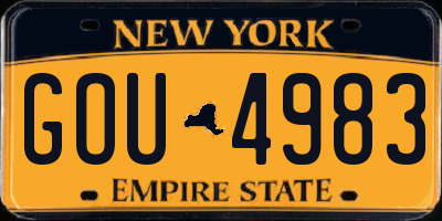 NY license plate GOU4983