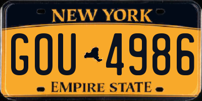 NY license plate GOU4986