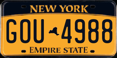 NY license plate GOU4988
