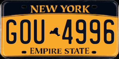 NY license plate GOU4996