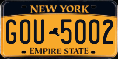 NY license plate GOU5002