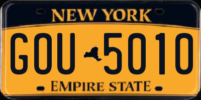 NY license plate GOU5010