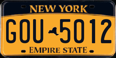 NY license plate GOU5012