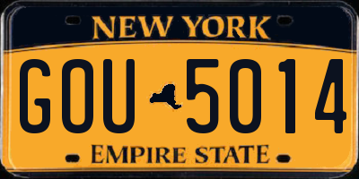 NY license plate GOU5014