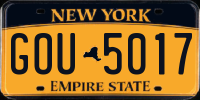 NY license plate GOU5017