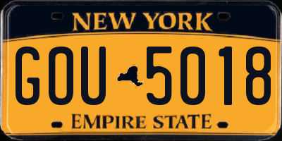 NY license plate GOU5018