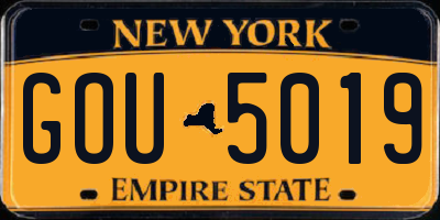 NY license plate GOU5019